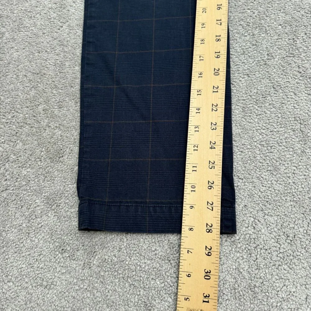 Banana Republic Slim Fit Straight Chino Pants Men 31x30 Khaki Brown Plaid Cotton